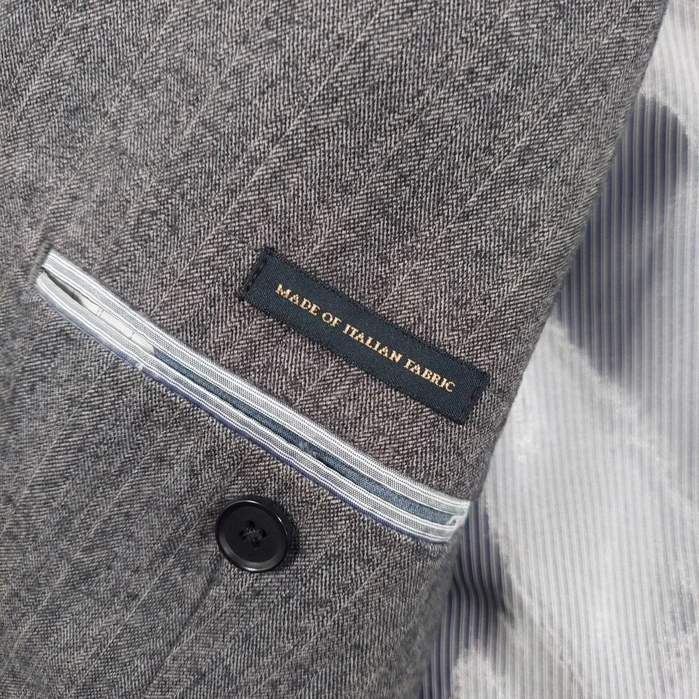 Banana Republic Blazer Mens 40R Gray Herringbone Tailored Fit Italian Fabric